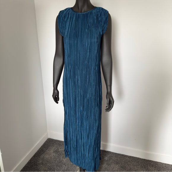 ⚪️ Sincerely Jules Pleated Midi Dress Teal Blue Size M - Picture 1 of 7